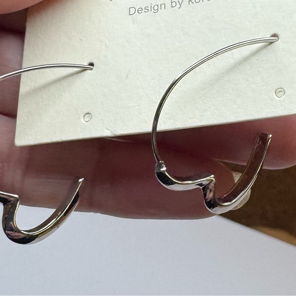 Silver Heart Huggie Earrings - Picture 2 of 4